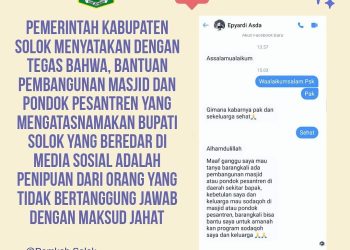 Bupati Solok Imbau Masyarakat Hati-Hati dengan Akun Medsos yang Mengatasnamakan Dirinya