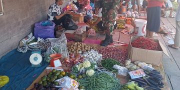 Guna Menjaga Ketersediaan Sembako Dipasar Tradisional, Babinsa Koramil 01/Sikabaluan Monitoring Stok Sembako