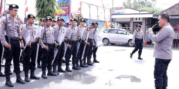 Personel Polres Solok Kota Laksanakan Latihan Dalmas Menjelang Pemilu 2024