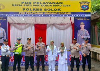 Ciptakan Rasa Aman Bagi Masyarakat, Polres Solok Tugaskan Personil Gabungan di Dua Titik Pos Pam Pengamanan Nataru