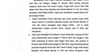 Nagari Koto Baru Menghangat, Ketua KAN Nofiarman Dt. Palindih Akhirnya Beberkan Kronologis dan Alasan Minta Walinagari di Berhentikan