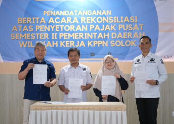 Kab. Solok Menjadi Kabupaten/Kota Tercepat dalam Penyelesaian Berita Acara Rekonsiliasi Penyetoran Pajak Semester II