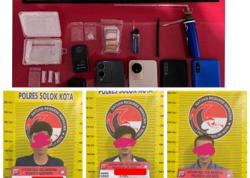 Masih Kasus Narkotika Jenis Sabu, Satresnarkoba Polres Solok Kota Kembali Menangkap 3 Orang Tersangka