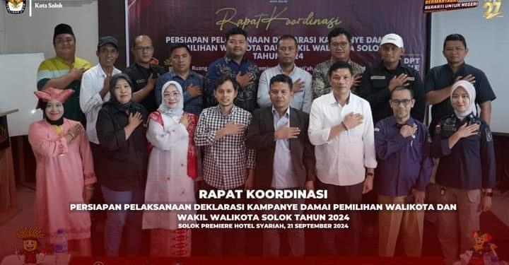 KPU Kota Solok Gelar Rakor Persiapan Deklarasi Kampanye Damai Pilkada Serentak 2024