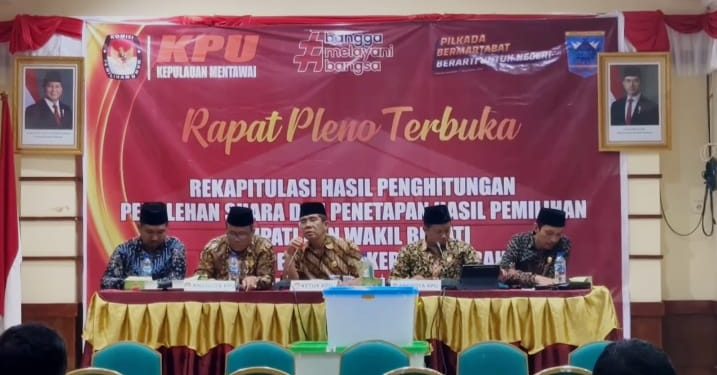 Paslon Rinto-Jakop Raup Suara Terbanyak Verrsi Hasil Rekapitulasi KPU Mentawai