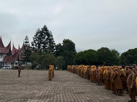 Plt. Kepala Disdukcapil Achmad Ilham Pimpin Apel Pagi Pemkab Solok