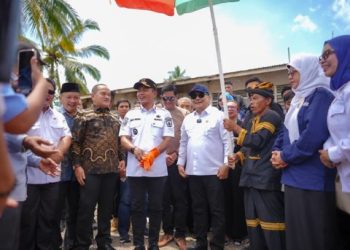 Bupati Solok Dampingi Wamenko Hukum, HAM, Imigrasi dan Pemasyarakatan Ground Breaking Jembatan Gantung Saniang Baka