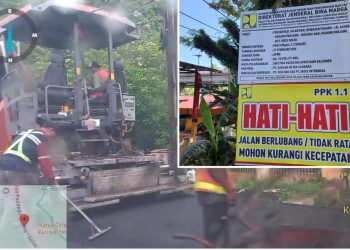 PPK Bungkam, Pekerjaan Aspal Milik BPJN Sumbar di Solok di Hampar Saat Hujan