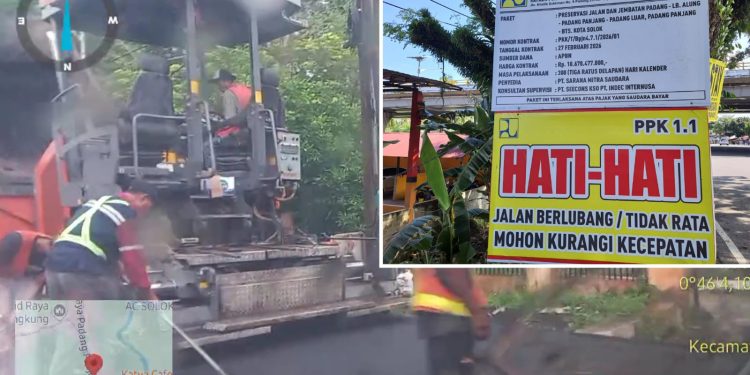 PPK Bungkam, Pekerjaan Aspal Milik BPJN Sumbar di Solok di Hampar Saat Hujan