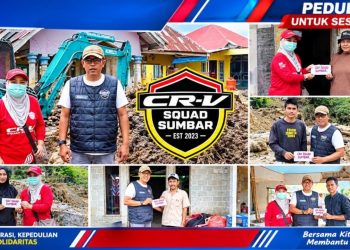 CRV Squad Sumbar Pilih Bantu Biaya Konsumtif Korban Bencana di Kab. Solok Door to Door 