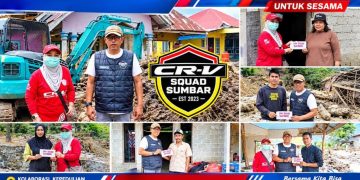 CRV Squad Sumbar Pilih Bantu Biaya Konsumtif Korban Bencana di Kab. Solok Door to Door 